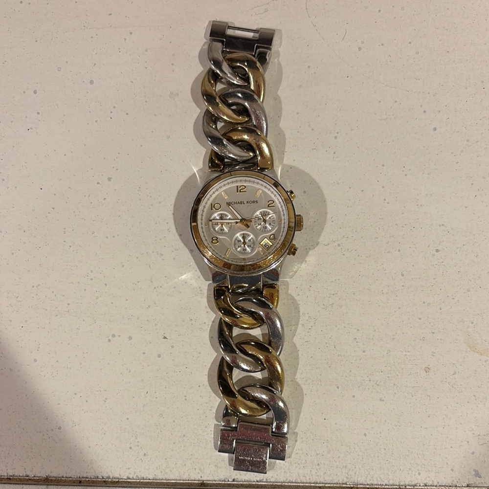 Michael Kors Two-Tone Chain Link Women’s Watch in Gold and Silver
